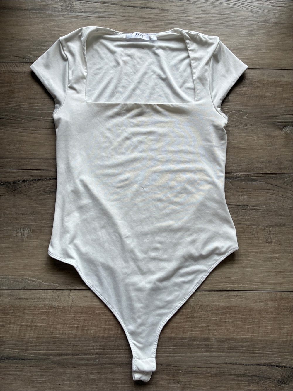 Cloth by Design White Square Neck Short Sleeve Bodysuit Size M
